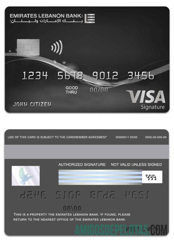 Lebanon Emirates Lebanon Bank Visa Signature Charge Card template